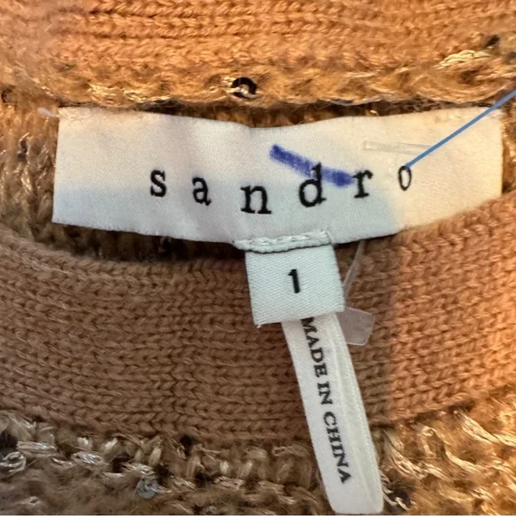 Sandro Gold Sequin Shift Dress Size 1 fits to medium